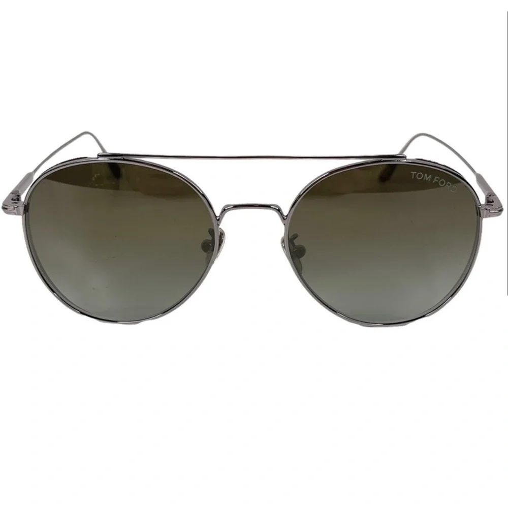 TOM FORD Declan Sunglasses Shiny Light Ruthenium / Green FT0826-F Made in Italy